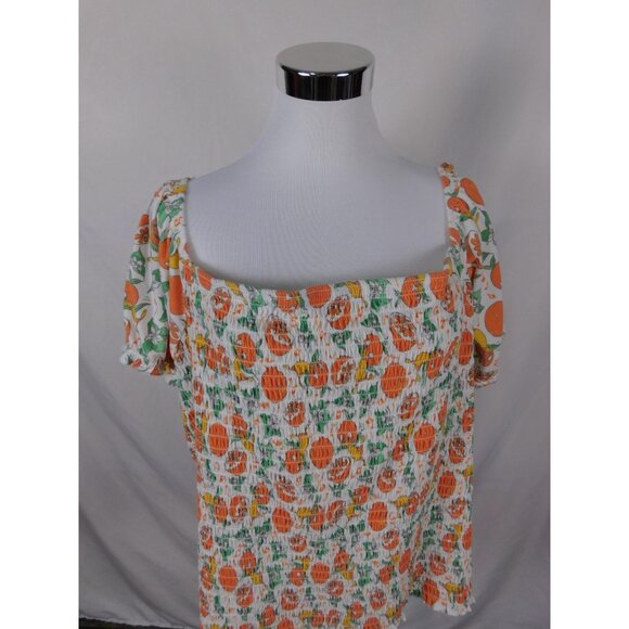 Disney Vault Collection Shirt Womens 3X Orange Smocked Puff Sleeve Square Neck - Picture 2 of 12